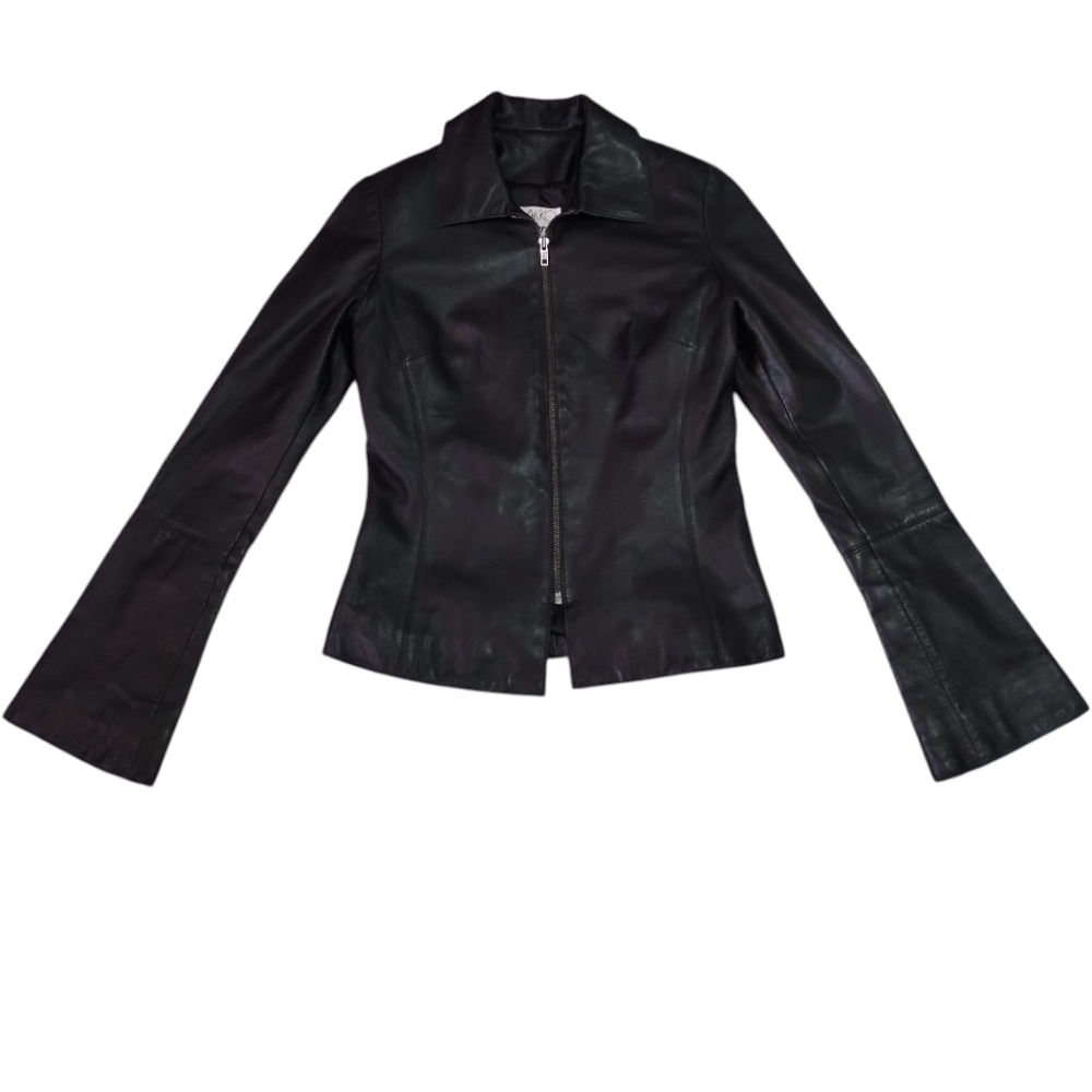 Vakko Sport leather Jacket Women's XS Full Zip Lined Classic Grunge